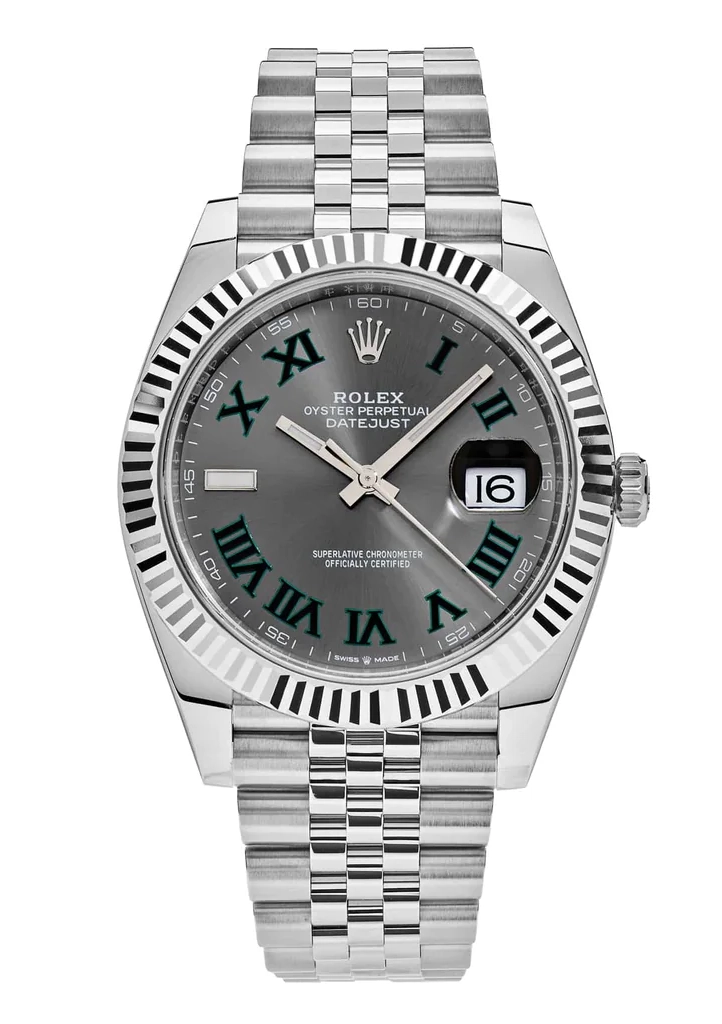 Superclone Rolex Datejust 41mm Rhodium Dial 126334 “Wimbledon” Flutted / Jubilee $999.00