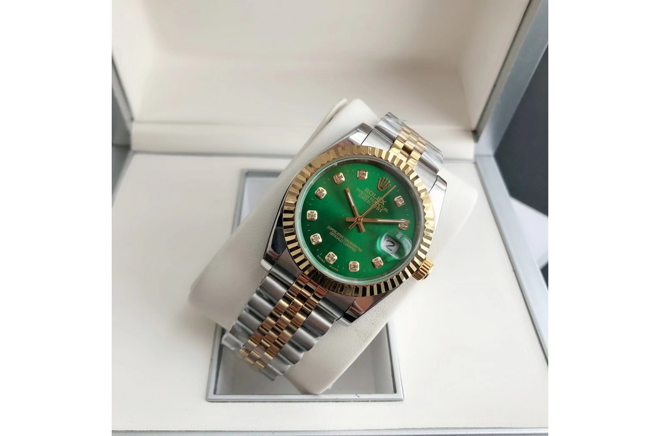 Rolex Datejust 36/28mm RG/SS Jub Green/Dial $599.00