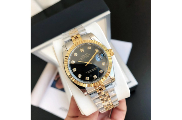 Rolex Datejust 36/28mm RG/SS Jub Black/Dia $599.00
