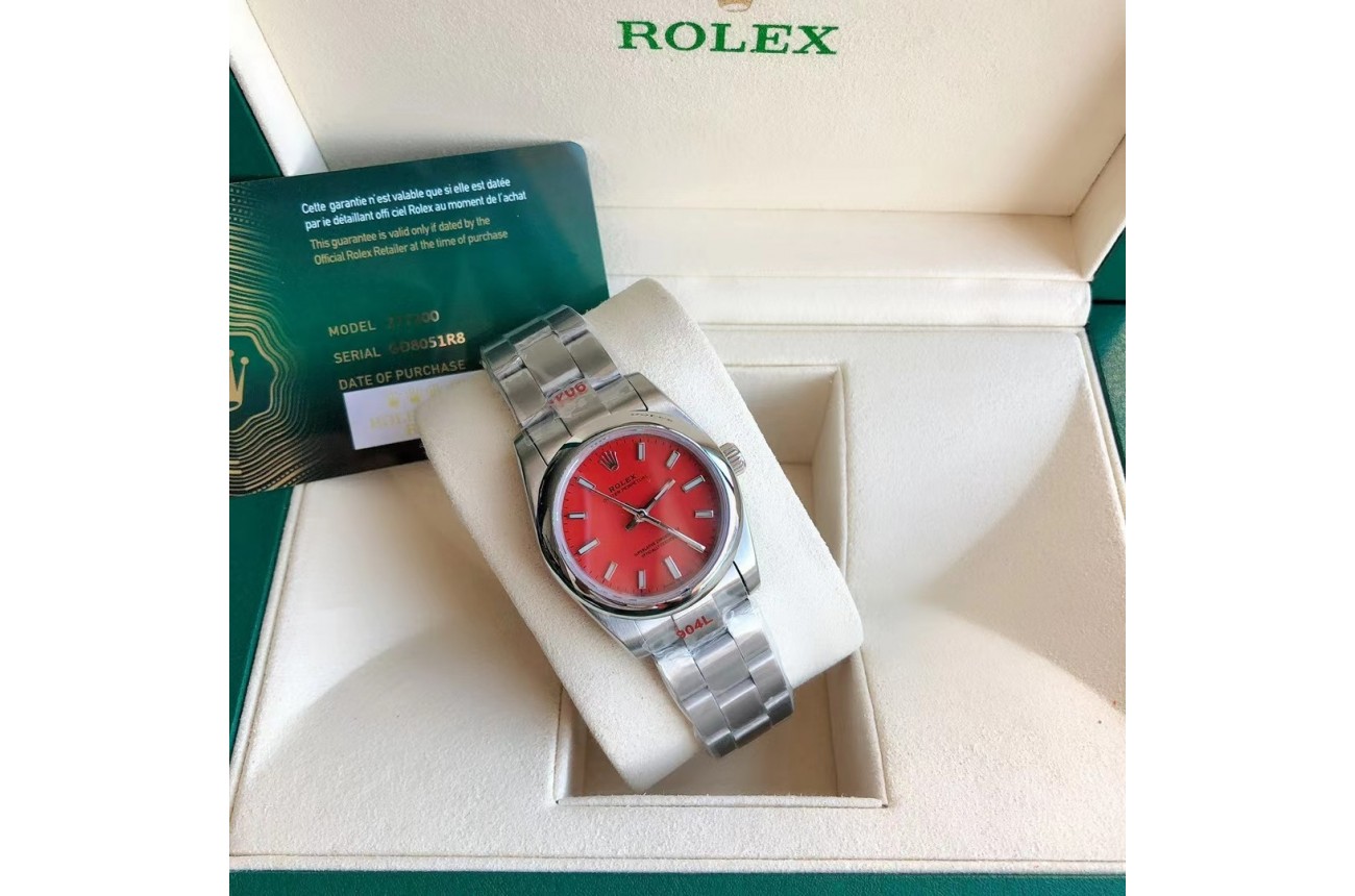 Rolex Oyster Perpetual 31/41mm SS/SS Red/Stk $599.00