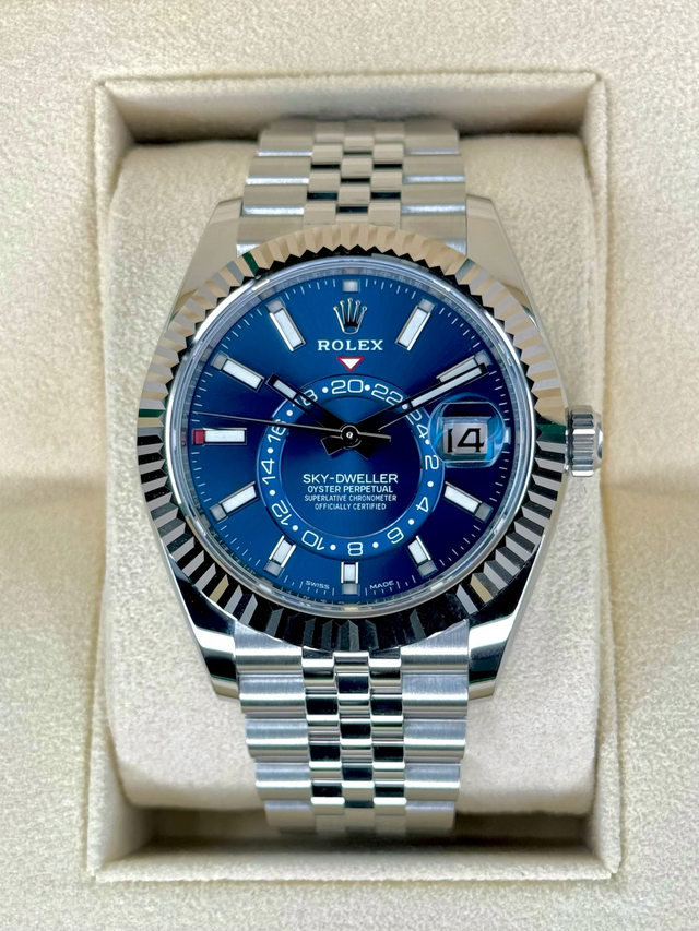 Superclone Rolex Sky-Dweller 42 mm Bright blue Dial 336934 Jubilee $899.00