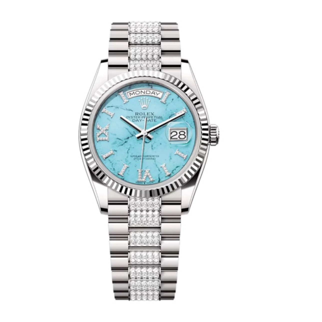 Superclone Rolex Day-Date 36 mm Turquoise Dial 128239 $1,099.00
