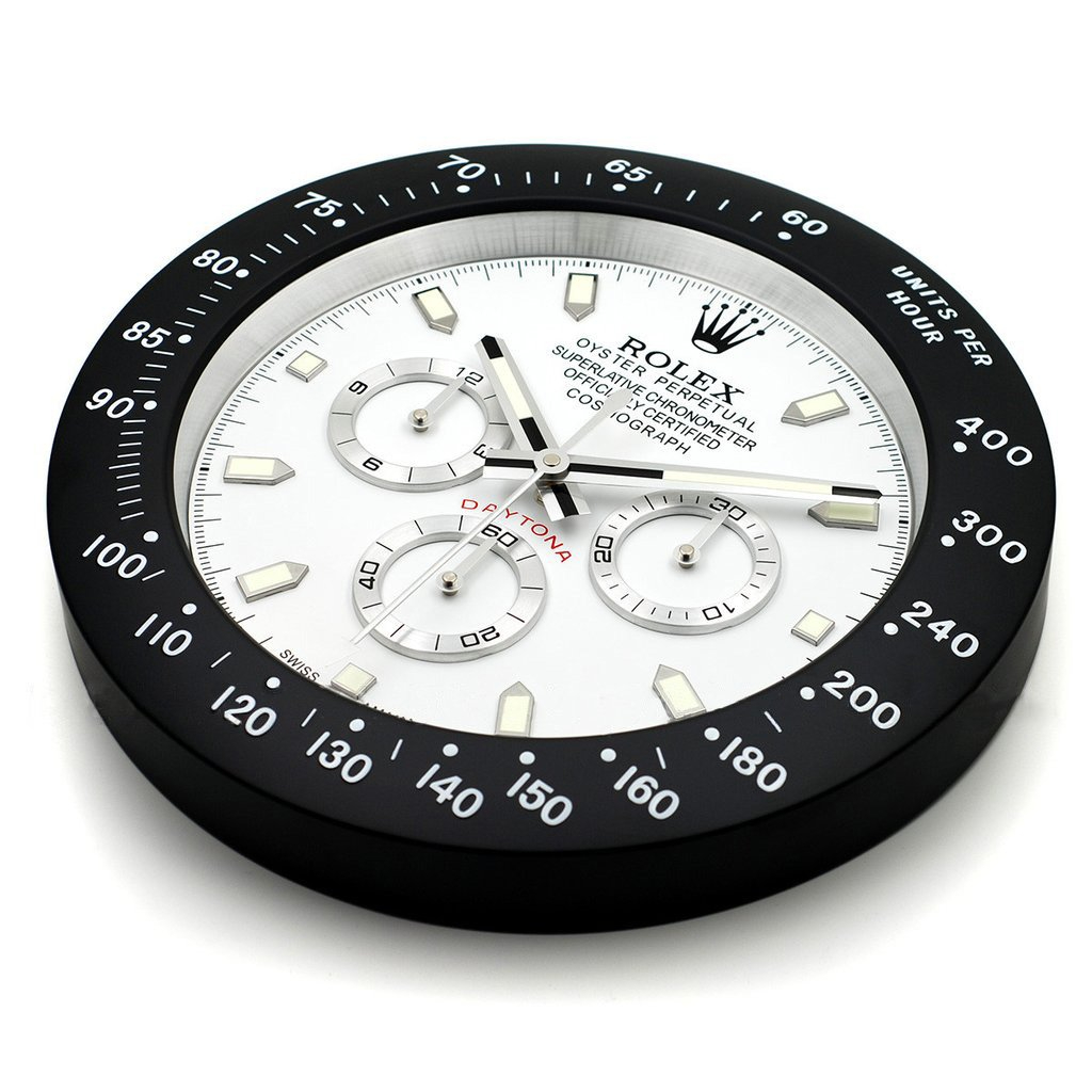 ROLEX WALL CLOCK – DAYTONA WHITE DIAL BLACK BEZEL $269.00 