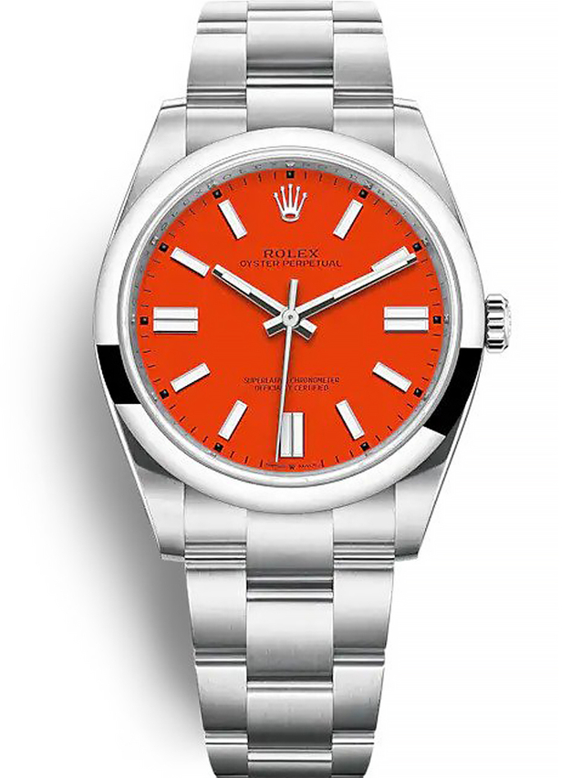 Rolex Oyster Perpetual 41mm Coral Red Dial 124300 $399.00