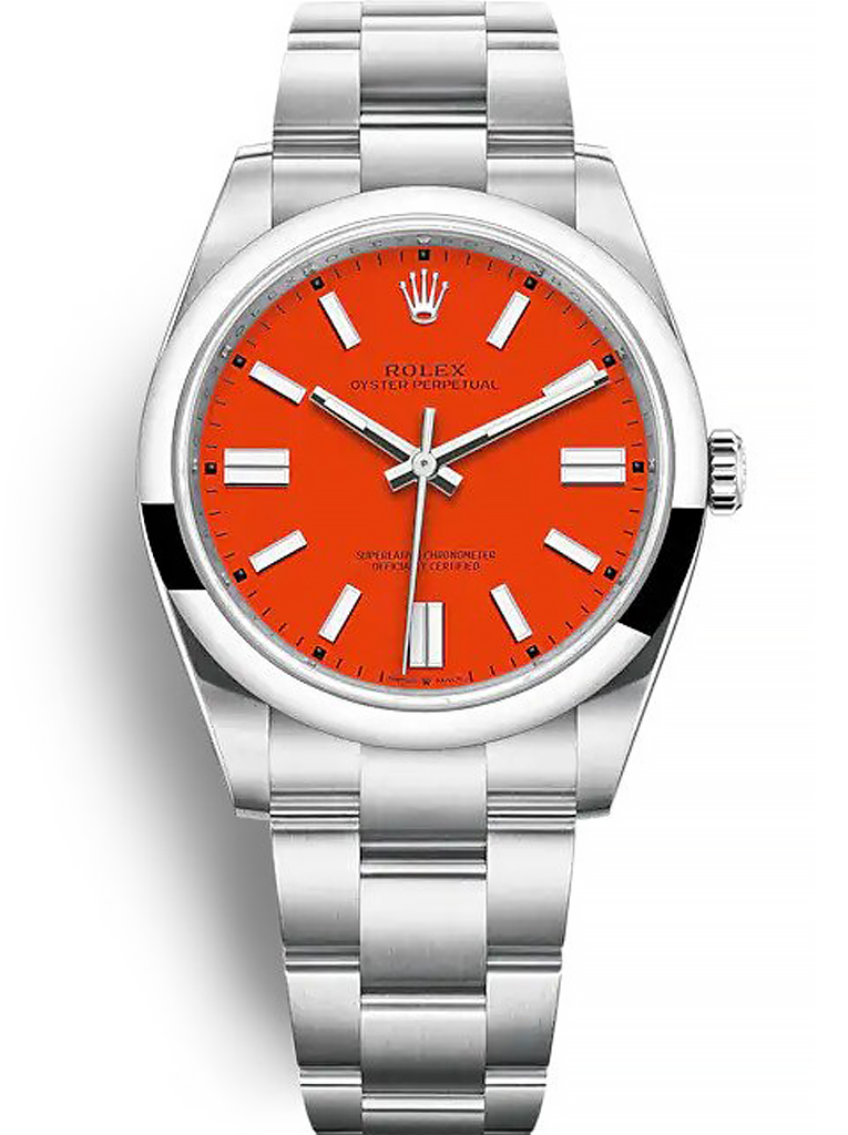 Rolex Oyster Perpetual 41mm Coral Red Dial 124300 $399.00