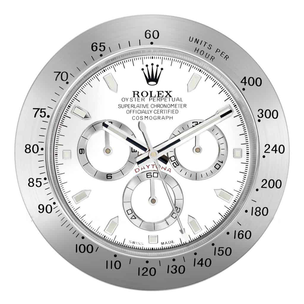 ROLEX WALL CLOCK – ROLEX DAYTONA SILVER $269.00