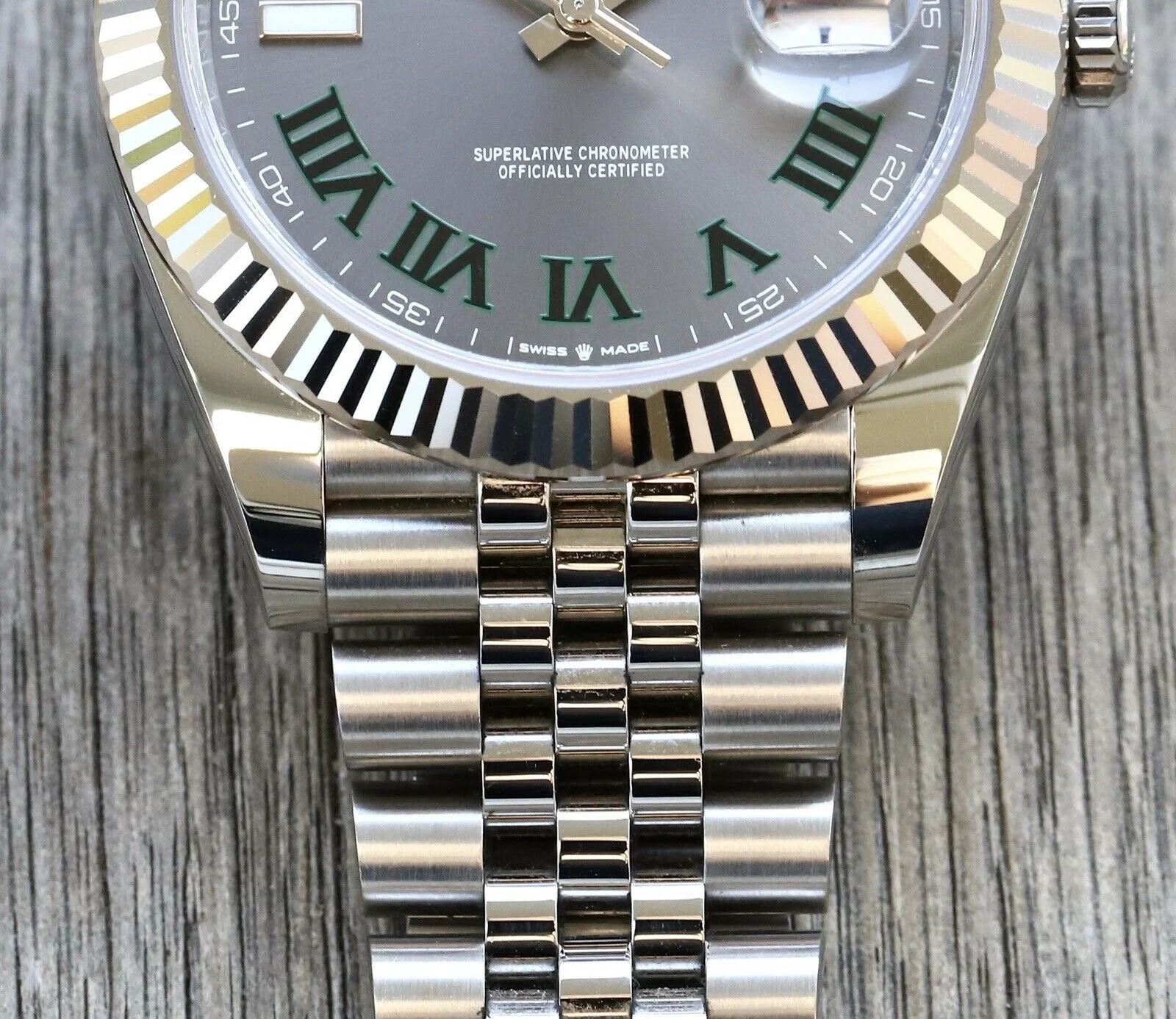 Superclone Rolex Datejust 41mm Rhodium Dial 126334 “Wimbledon” Flutted / Jubilee $999.00