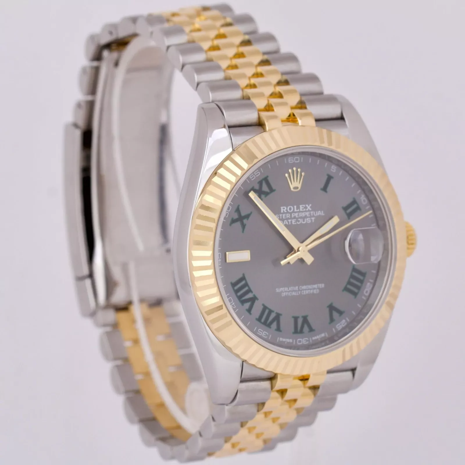 Superclone Rolex Datejust 41mm Rhodium Dial 126333 “Wimbledon” Flutted / Jubilee