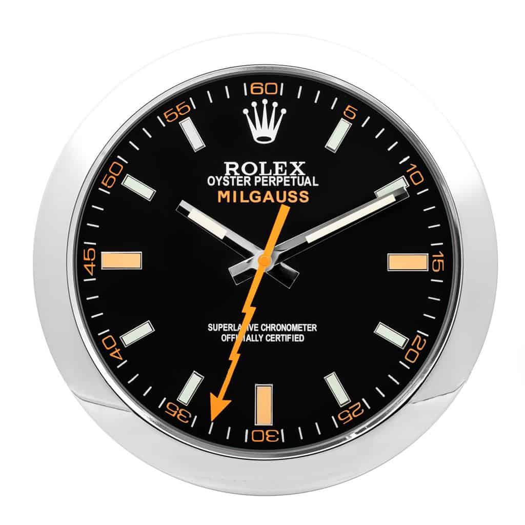 ROLEX WALL CLOCK – MILGAUSS BLACK/ORANGE $269.00