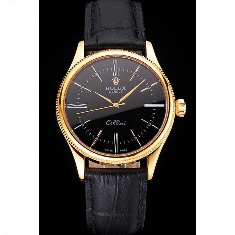 Superclone Rolex Cellini 38mm Black Dial REP016814 $999.00