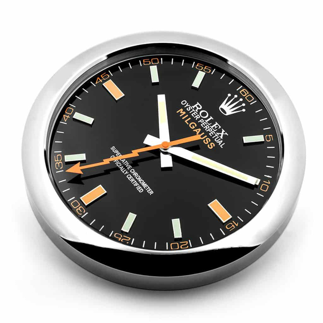 ROLEX WALL CLOCK – MILGAUSS BLACK/ORANGE $269.00