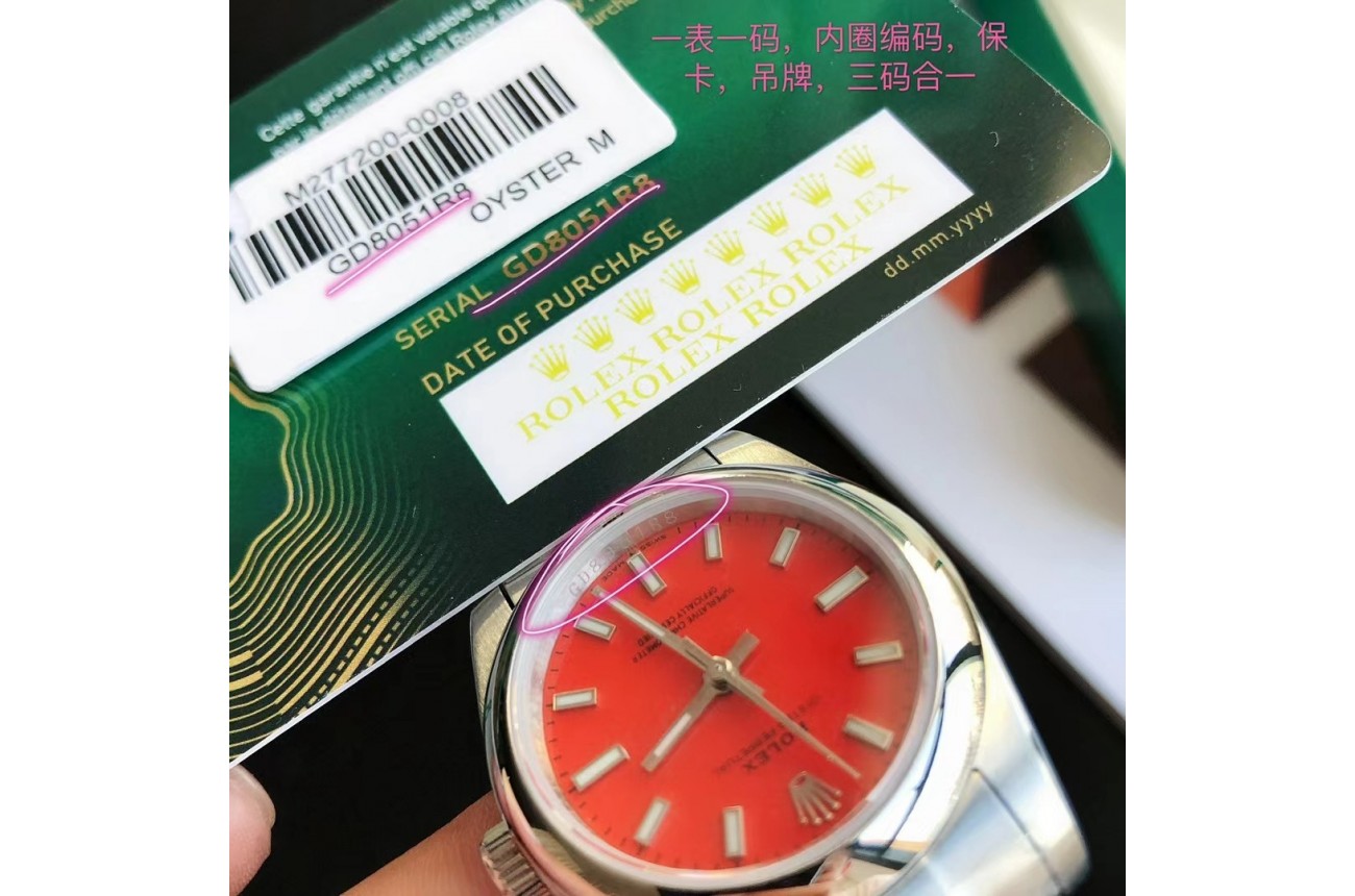 Rolex Oyster Perpetual 31/41mm SS/SS Red/Stk $599.00