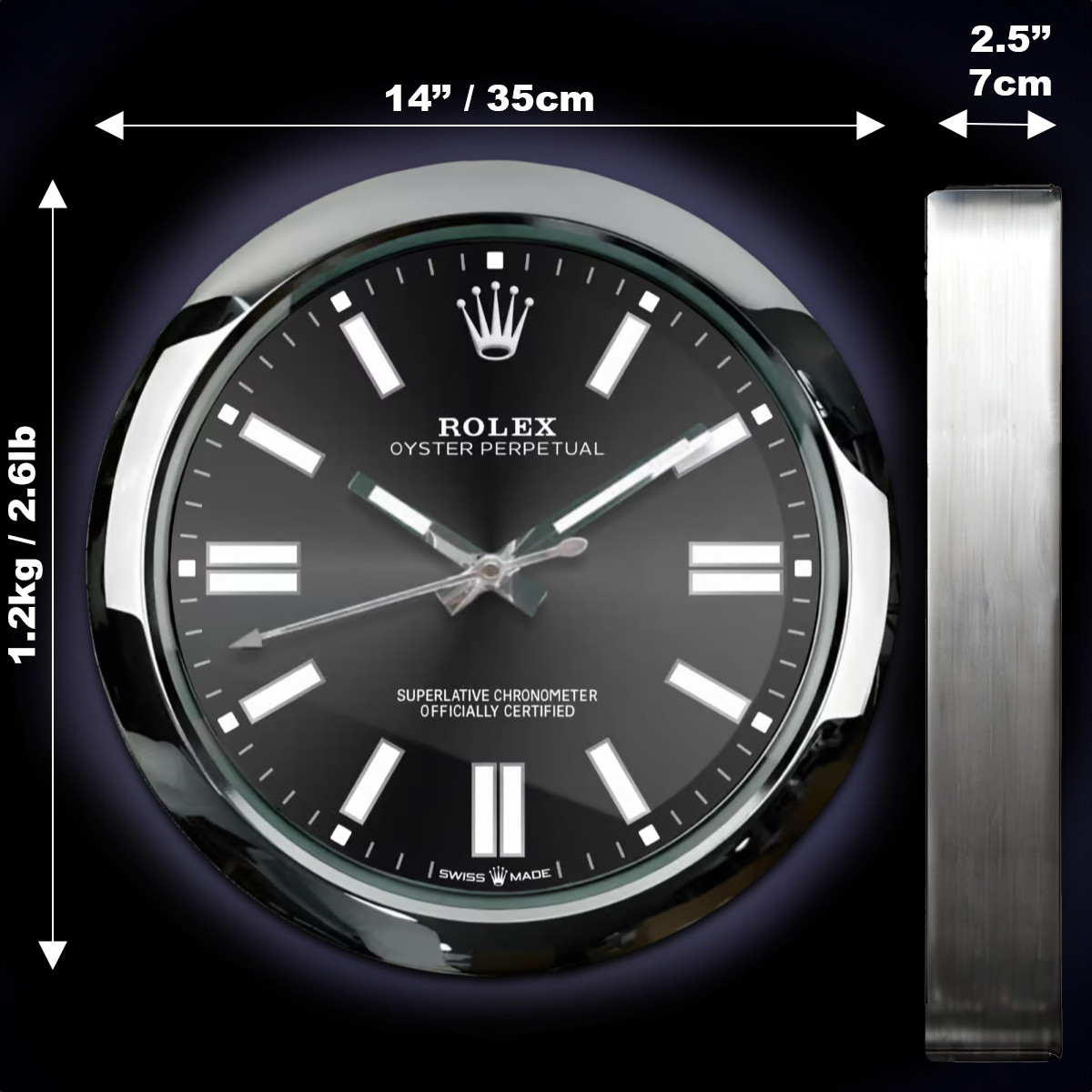 ROLEX WALL CLOCK – OYSTER PERPETUAL BLACK $269.00