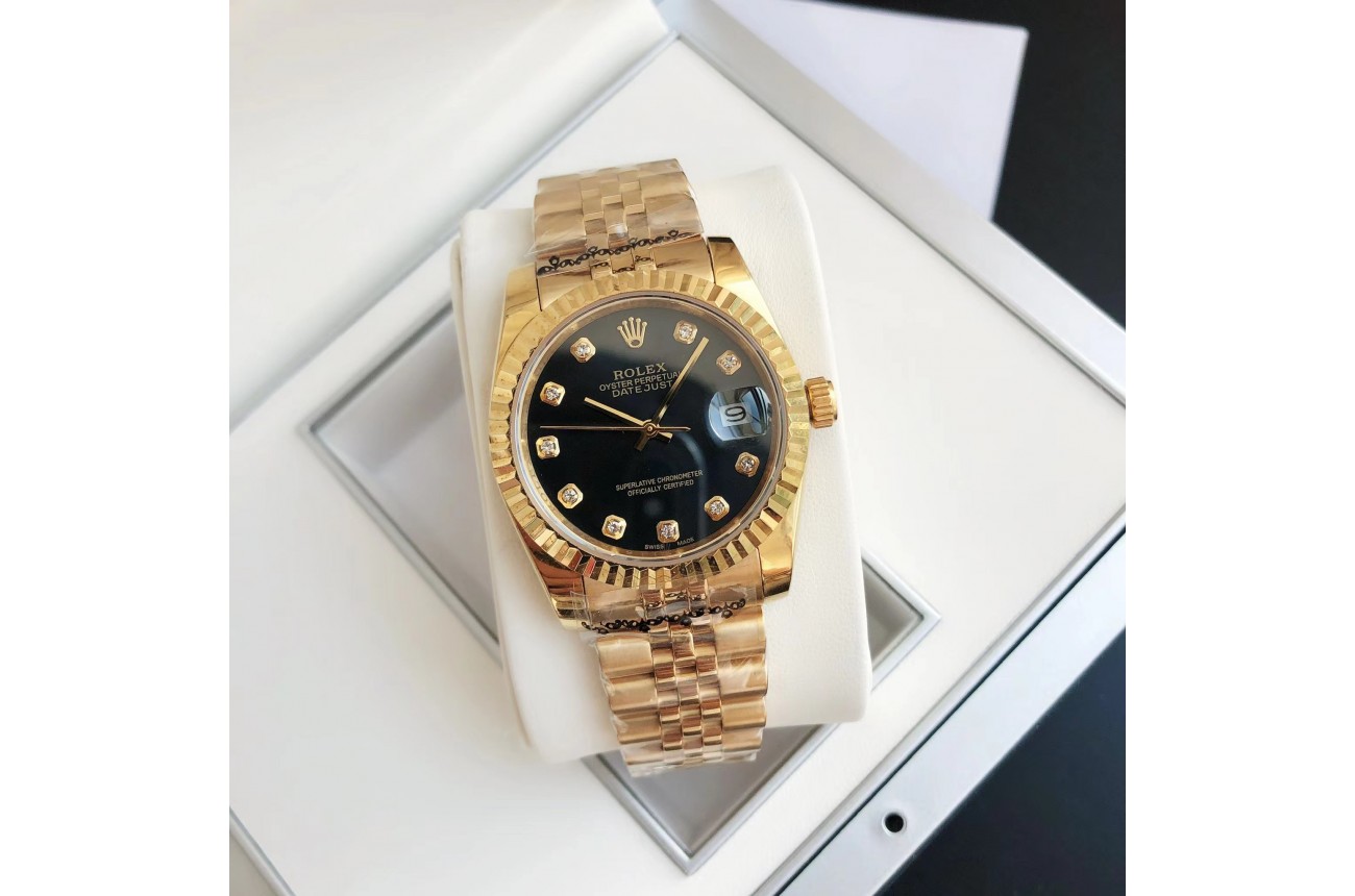 Rolex Datejust 36/28mm RG/RG Jub Black/Dial