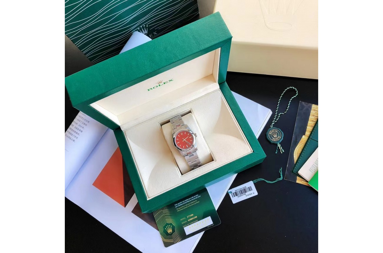 Rolex Oyster Perpetual 31/41mm SS/SS Red/Stk $599.00