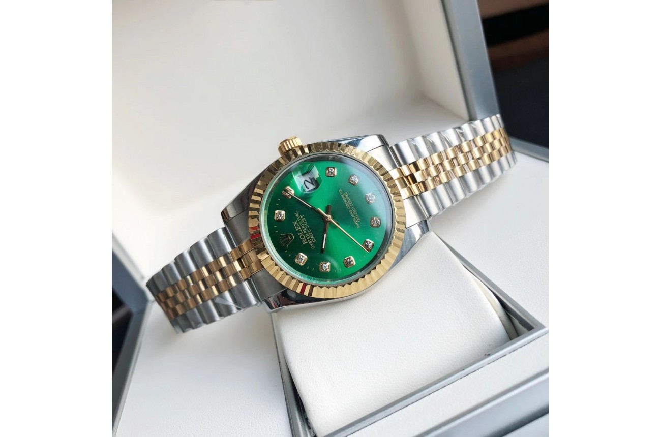 Rolex Datejust 36/28mm RG/SS Jub Green/Dial $599.00
